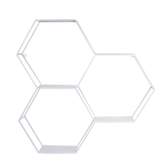 Stratton Home Decor Étagère Murale Hexagonale Blanche à 3 Niveaux, Très Grande