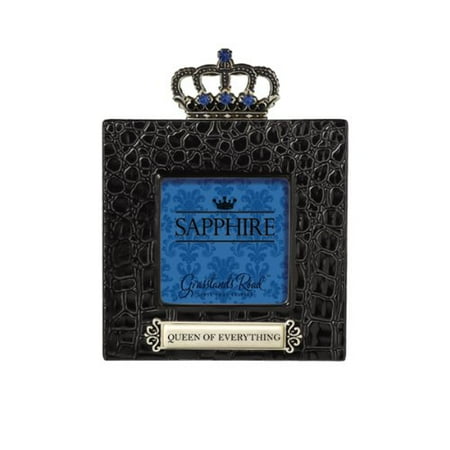 - Queen of Everything Sapphire Crown Embellished High Gloss Ceramic Black Crocodile Frame, Gift box By Grasslands Road