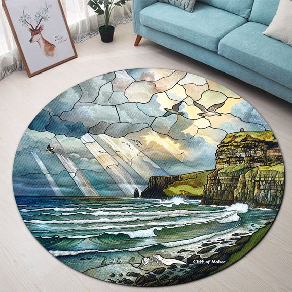 Round Area Rug, Ireland Non-Slip Floor Mat, Soft Washable Carpet for Living Room Bedroom Decor 24 Inch