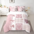 thumbnail image 3 of Manfei Cartoon Ribbon Bow 7-Piece Twin Bedding Sets for Kids, Pink Dreamy Butterfly Bedding Comforter Set, Princess Love Heart Reversible Sheet Sets, Luxury Bedroom Decor, 3 of 8