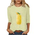 thumbnail image 2 of Qertyioot Vêtements de Noël pour Femmes, T-Shirt d'Été Décontracté pour Femmes à Imprimé Bière, Col Rond, Manches 3/5, Coupe Ample, 2 of 5