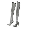 thumbnail image 4 of Dakaela Women's Mesh Thigh High Boots Pointed Toe Sparkly Stilettos High Heels Over The Knee Boot, 4 of 7