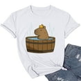 thumbnail image 2 of QHWAUAKFBN T Shirts For Women Trendy Graphic Fun Graphic Capybara Selfie Cute Cartoon Printed Multi Color Tshirts Top, 2 of 4