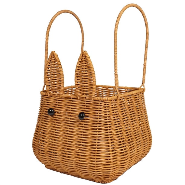 Cesta de Mimbre con Asa, Cesta para Huevos, Cesta Tejida para Niña de las Flores, Cesta para Pan, Frutas y Verduras, Cesta de Mimbre para Picnic de Juguete