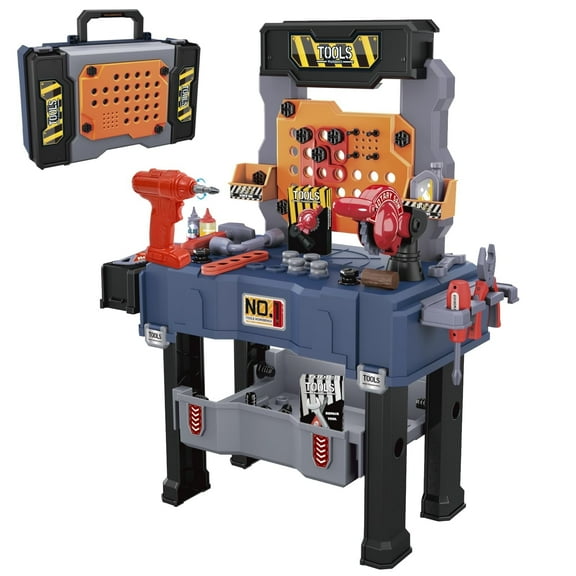KENH 65PCS Kids Tool Bench Set with Electric Drill and Realistic Tool, Pretend Play Construction Workbench Toys for Toddlers, Build a Kids Tool Workshop Set for Boys and Girls, Ages 3-8.