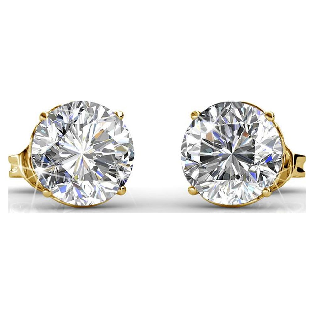 Cate & Chloe Mallory 18k Yellow Gold Plated Stud Earrings | Round Cut Crystal Earrings for Women, Gift for Her - image 5 of 8