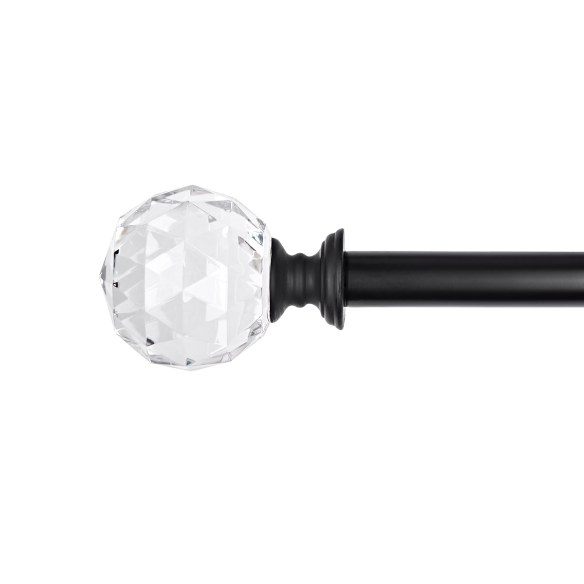 3/4 Inch Diameter Adjustable Curtain Metal Rod with Round Clear Acrylic Ball Finials，48 to 84 Inch