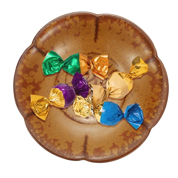 Uxcell Porcelain Serving Dish 4.25'' Ceramic Candy Plate with Cloud Pattern Petal Shape Decorative Bowl Gold Brown