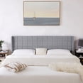 thumbnail image 6 of VECELO King Size Adjustable Height Upholstered Headboard, Modern Wingback Headboard with Double Nailhead Trimming and Button Tufting for Bedroom, Light Gray, 6 of 7