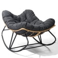 thumbnail image 4 of Ktaxon Oversized Rattan Papasan Chair, Steel Wicker Rocking Seating with Thick Padded Cushion for Patio, Living Room, Backyard, Porch(Yellow Wicker & Gray Cushion), 4 of 12