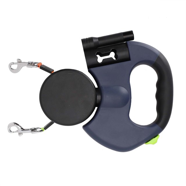 Laisse pour Chien à Double Tête avec Lumière LED, Nylon Réfléchissant, Rotation à 360°, Marche pour Animaux Automatique Extensible, pour Chat, Promenade pour Chien