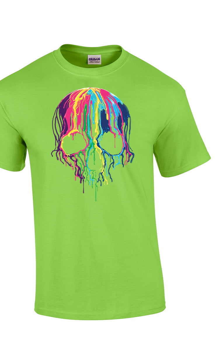 Trenz Shirt Company - Neon Skull T-shirt Melting Dripping Paint Skull ...