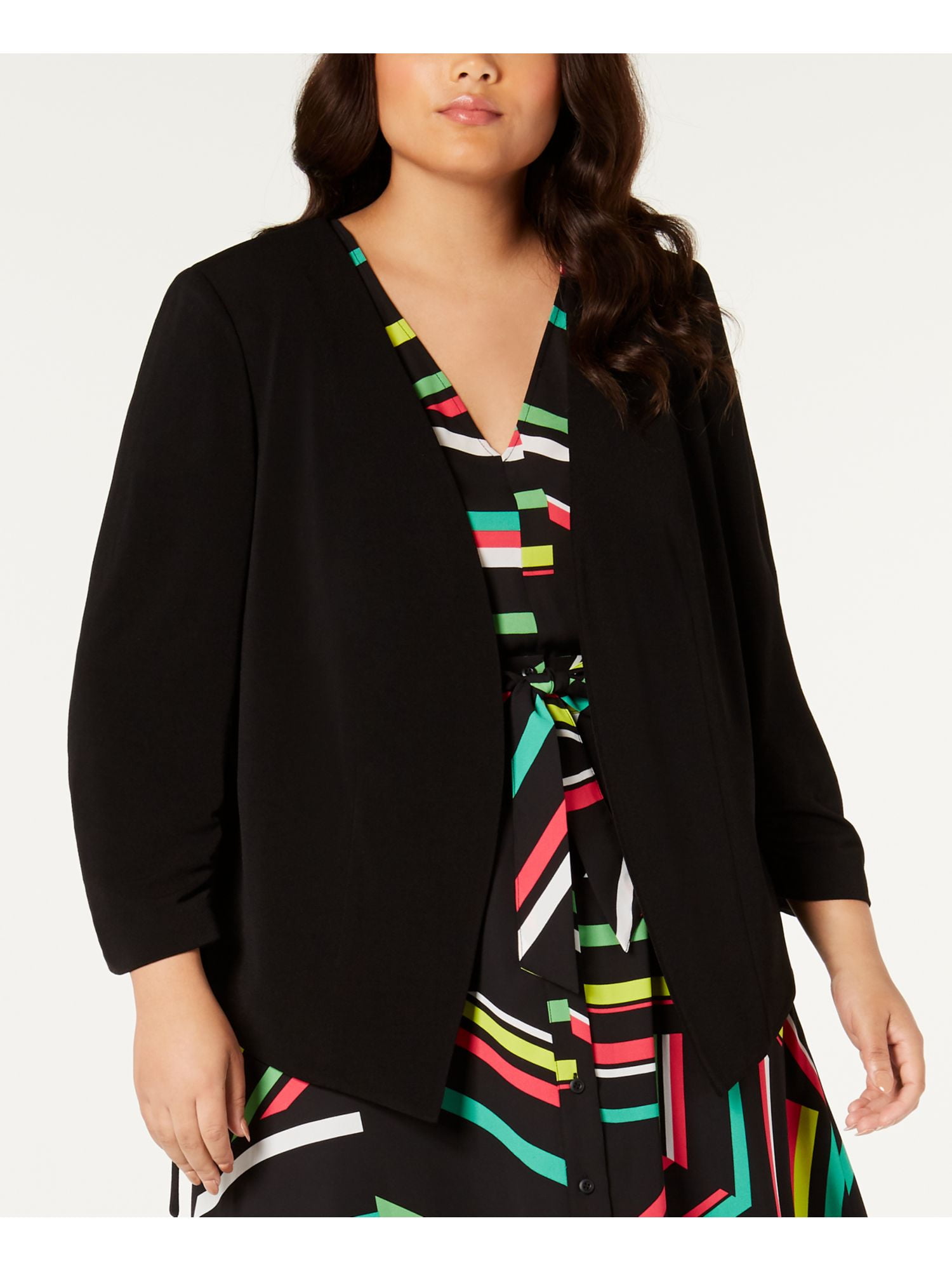 Bar III BAR III Womens Black Blazer Wear To Work Jacket Size 3X