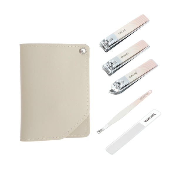 Unique Bargains 5-piece Set Square Rotation Nail Clipper Kit Gradient Pink for Women for Men