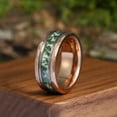thumbnail image 6 of Green Agate Tungsten Ring Hammered Crushed For Men Statement Ring Anniversary Ring 8mm, 6 of 6