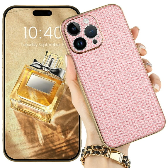 Allytech iPhone 12 Pro Max Case for Girls Women, Waven Pattern TPU Back Cover Corner Protective Shockproof ANti-scratch Anti-slip Slim Fit Case Cover for Apple iPhone 12 Pro Max 6.7" 2020 - Pink