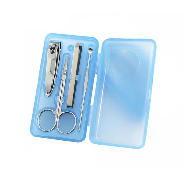 Vogacara Herramientas de manicura con caja de plástico, tijera de carbono 4 en 1 para cejas, pinzas de mano para pedicura profesional, Kit de aseo para Type3 NO3 Vogacara MJ0607-00
