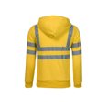 thumbnail image 5 of CVLIFE Men Coat Reflective Striped Sweatshirt Hooded Work Wear Open Front Hoodie Jacket Outdoor Outwear Yellow 4XL, 5 of 5