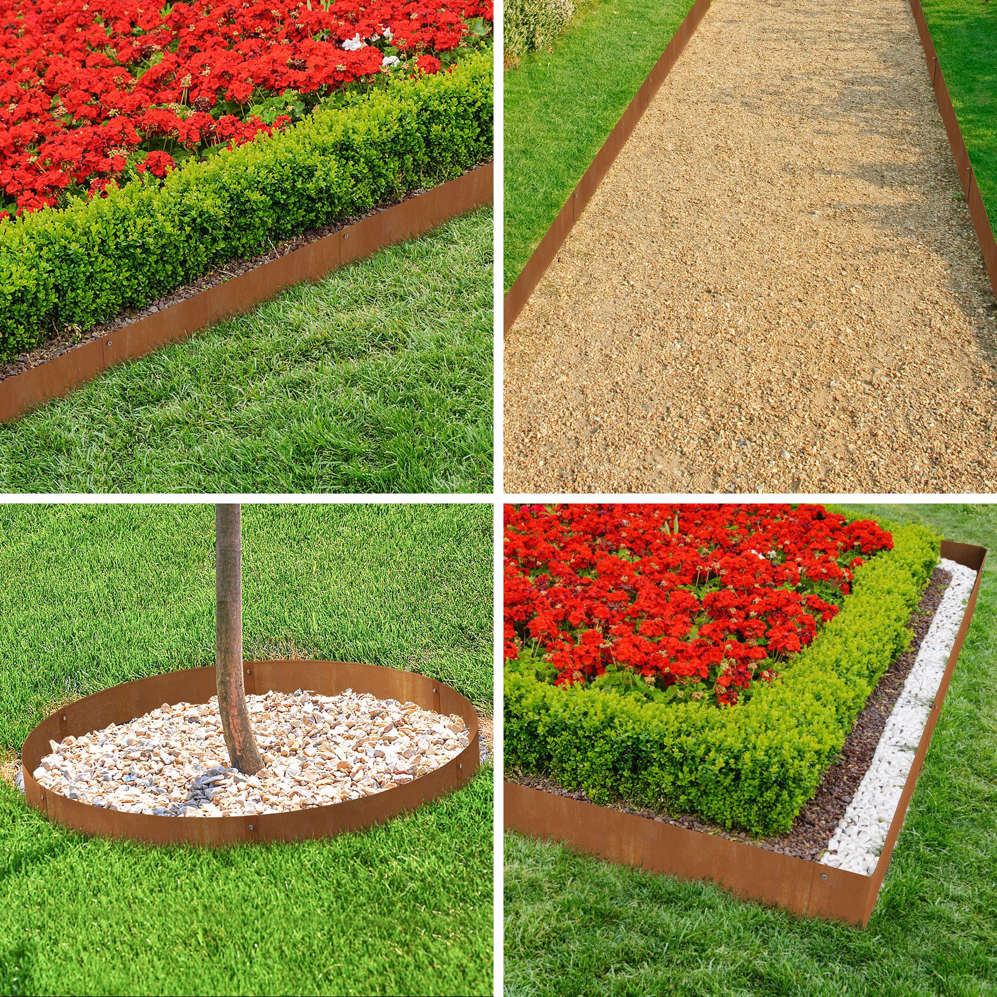 Rusty DIY Garden Edging for Landscaping Flower Bed Strips Corten Steel Metal Landscape Fence Borders Lawn Edge Divider Stakes Grass Plant Yard Outdoor Decorative No Dig Hammer-in, 6 Inches