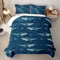 thumbnail image 2 of meiyoeat Whale Shark Twin Quilt Set for Men Boys, Navy Coral Reef Twin Coverlet Set for Bedroom, 2pcs, 2 of 7
