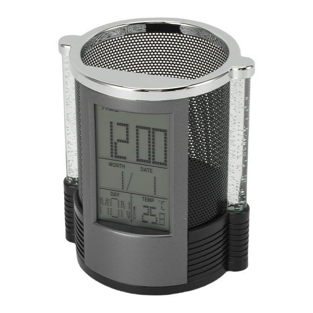 Portalápices Con Reloj Electrónico, Portalápices Con Calendario Perpetuo De Plástico Resistente Y Fácil De Usar Para Oficina