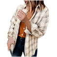 thumbnail image 1 of Pntutb, abrigo grueso informal de lana cepillada informal para otoño e invierno para mujer a cuadros de lana holgada informal para mujer Pntutb Pntutb-6872, 1 of 7