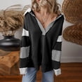 thumbnail image 4 of vdgthytj Womens Oversized Sweatshirt Striped Color Block Lapel Long Sleeve Pullover Top Trendy Fall Clothes, 4 of 5