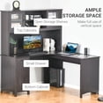 thumbnail image 3 of HOMCOM L-Shaped Desk with Hutch, Computer Desk with Drawers, Home Office Corner Desk Study Workstation Table with Storage Cabinets Shelves, Coffee, 3 of 8