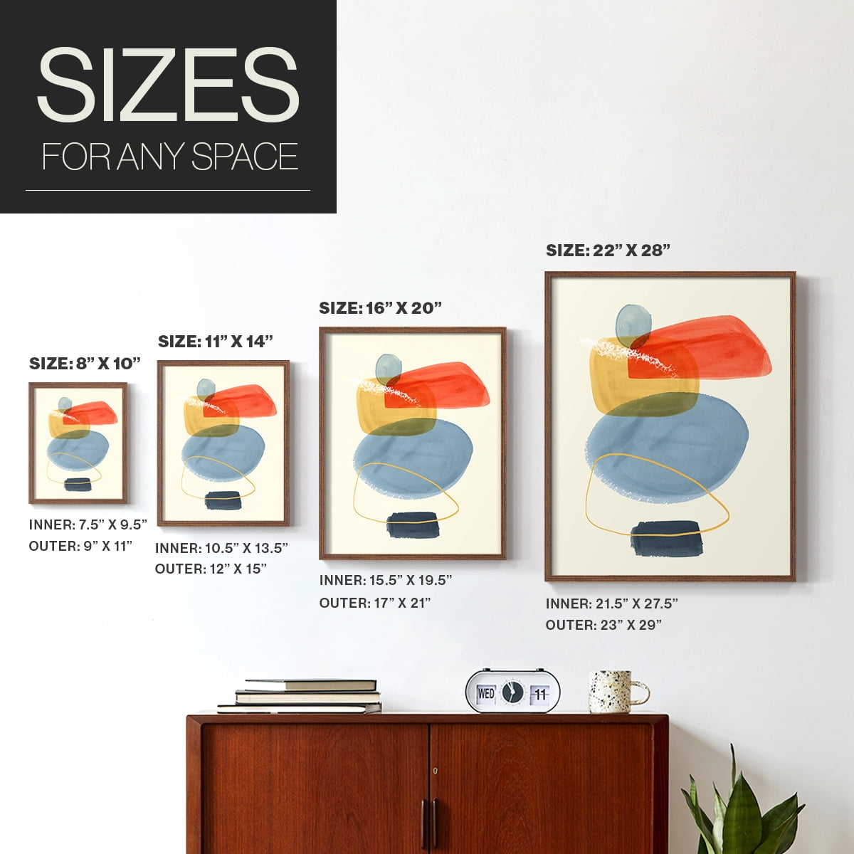 Bright Color Bundle I Framed Print in Brown Solid Wood Framed Print No Nail Hanging