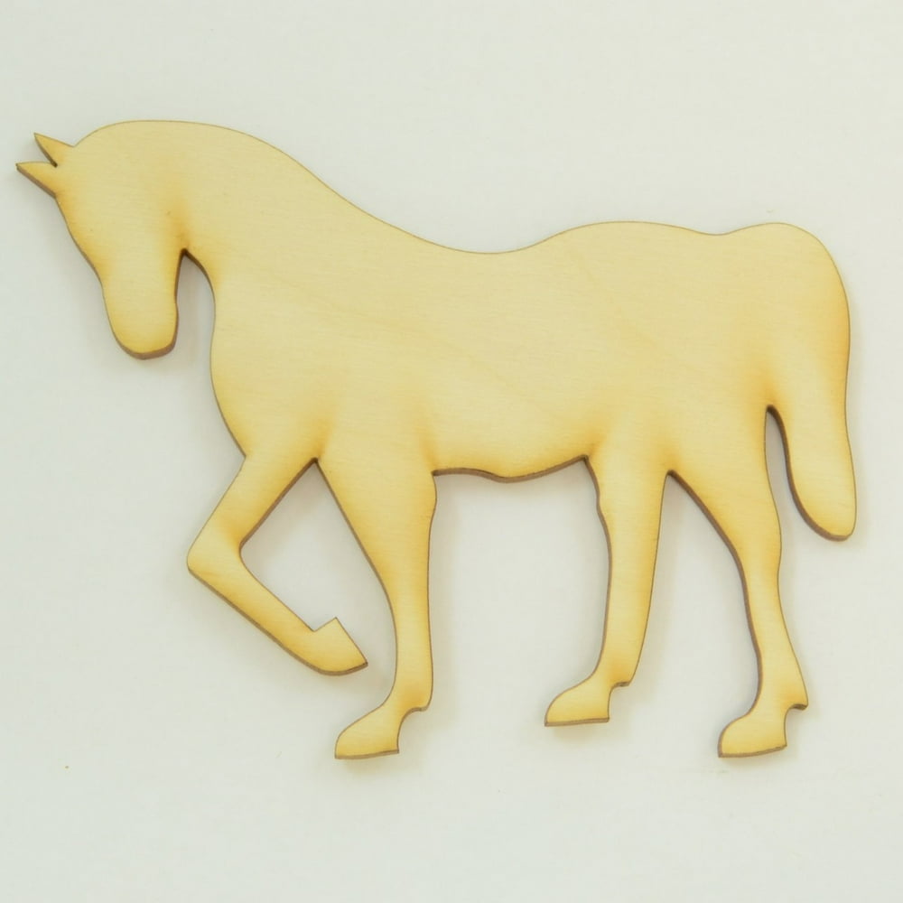 Package Of 10, Horse Wood Cutout 4 " X 3.5 " For Craft Project