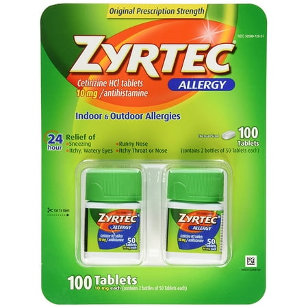 Zyrtec Allergy Original Prescription Strength Tablets, 10mg , 100 count