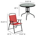 thumbnail image 6 of Flash Furniture Nantucket 6 Piece Red Patio Garden Set with Umbrella Table and Set of 4 Folding Chairs, 6 of 13