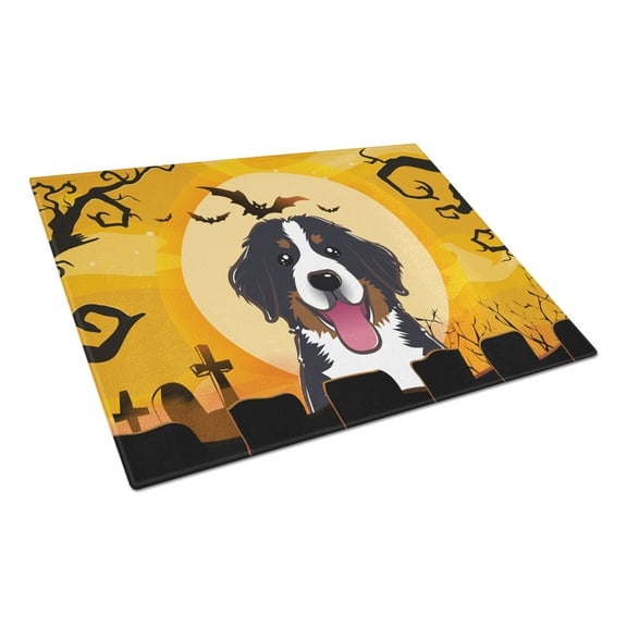 Caroline's Treasures Halloween Bernese Mountain Dog Glass Cutting Board Large