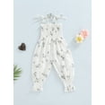 thumbnail image 2 of Genuiskids Toddler Baby Girl Sling Jumpsuit Romper Floral Print Sleeveless Pleated Tie-Up Suspender Overalls Summer Clothes, 2 of 9