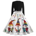 thumbnail image 3 of Christmas Dresses for Women Women's Casual Fashion Print Long Sleeve Dress Cutout Party Casual Round Neck Dress for Christmas Celebration,White,XL, 3 of 4