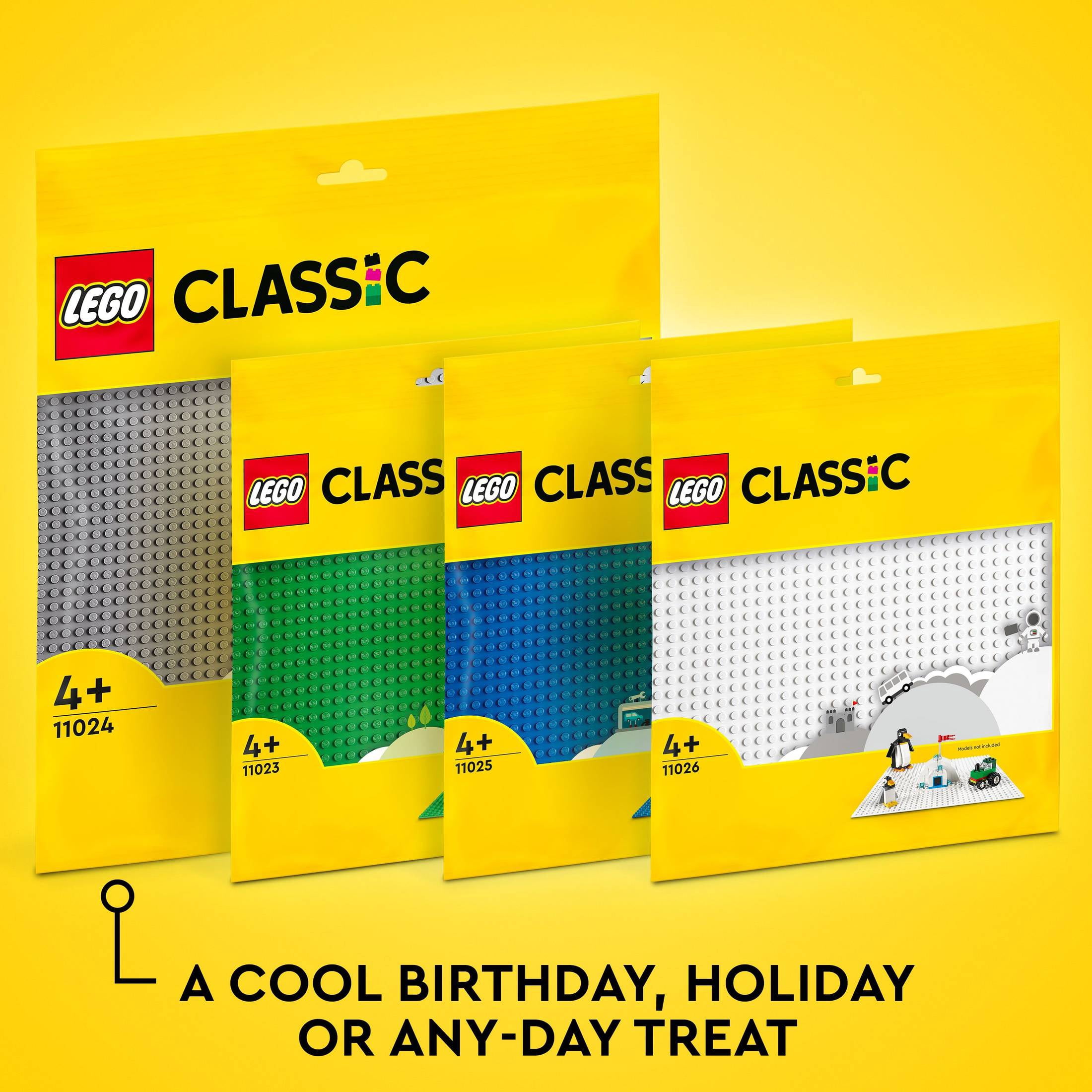 (3 pack) LEGO Classic Green Baseplate, Square 32x32 Stud Foundation to Build, Play, and Display Brick Creations, Great for Grassy Nature Landscapes, 11023