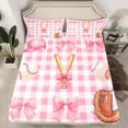 thumbnail image 2 of Feelyou Pink Bowknot Plaid Twin Sheet Sets, Baseball Sports Lover Bedding, 3-Piece, 2 of 7