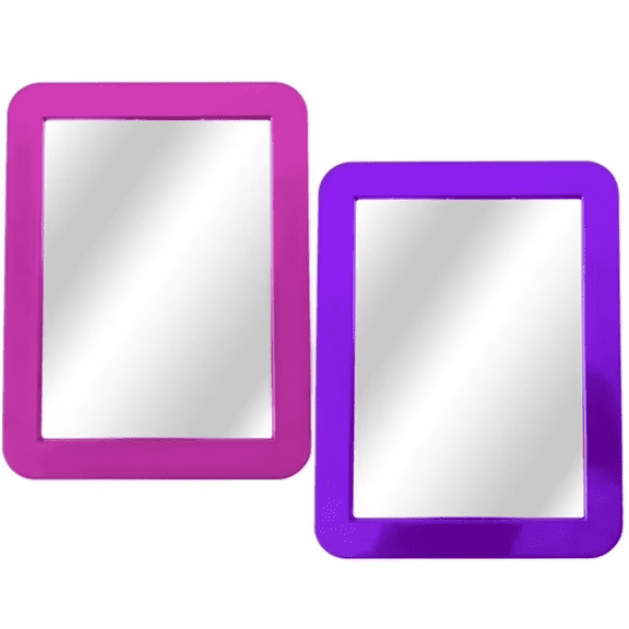 Portable Mirror – White & Navy Selfie Mirror for Bathroom, Cabinets, School Lockers, Travel Makeup Mirror, Real Glass Magnetic Locker Mirror for Women Girls Daily Use