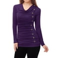 thumbnail image 5 of DARING DIVA Women's Cowl Neck Side Ruched Tunic Top 3XL Purple, 5 of 6