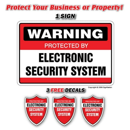 SECURITY SYSTEM SIGNS ~1 Sign & 3 Free Decals~ alarm Property 24 Hour
