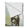 thumbnail image 2 of Jazz Music Soft Flannel Fleece Throw Blanket, Trumpet Player Illustration Rock and Roll Party Classic Design, Cozy Plush for Indoor and Outdoor Use, 50" x 60", Grey Yellow Black, by Ambesonne, 2 of 5