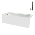 thumbnail image 4 of Streamline NAL-5520-BGL 66 in. x 32 in. Acrylic Left-Hand Drain Alcove Bathtub in Glossy White With External Drain in Brushed Gold, 4 of 10
