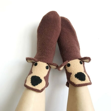 

Qepwscx Cartoon Design Bears Warm Floor Socks In The Middle Tube Wool Socks Clearance