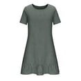 thumbnail image 7 of Mini Dresses for Women Plus Size Crewneck Short Sleeve Ruffled Flowy Vacation Casual T Shirt Dress S-5XL, 7 of 7