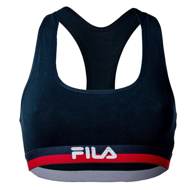 FILA Ladies Bustier - Sujetador, Sujetador deportivo, Racerback, Cotton Stretch, liso, XS-XL Azul Marino XS (X-Small)