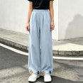 thumbnail image 3 of Lmnyox Wide Leg Pants for Girls Fashion Cute Baggy High Waist Trousers Lightweight Solid Color Workout Pants, 3 of 7