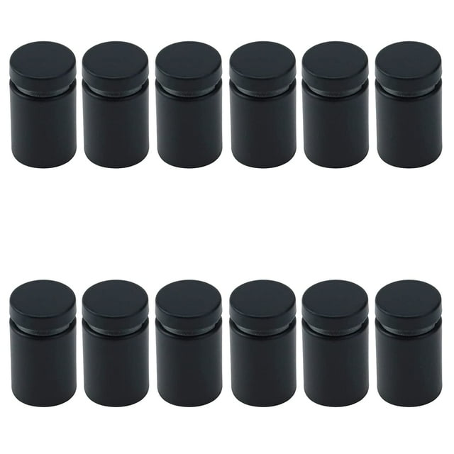 YISITIAN 12-Pack 3/4" x 1-1/5" Stainless Steel Glass Standoff Mounts, Wall Standoffs Advertising Nails Hardware, Matte Black CJ919-104690