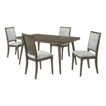Coaster Onslow 5-Piece Mid-Century Wood Dining Set in Dark Brown and Gray