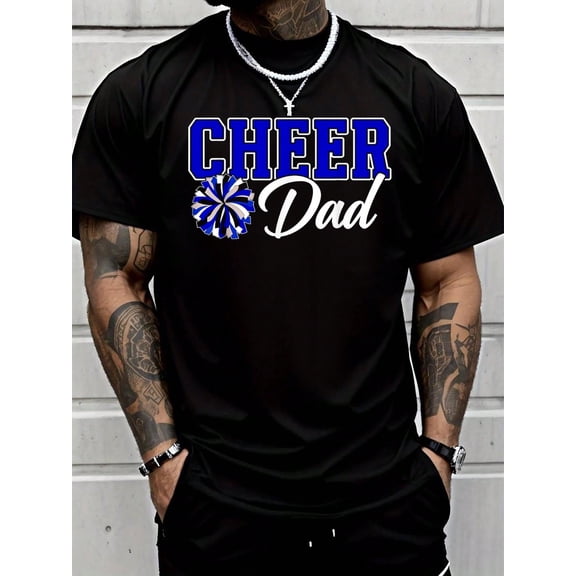 100% Cotton Cheer Dad Funny Father's Day Cheerleader Daddy Men T-Shirt Street Hip-Hop Style Men's T-Shirt