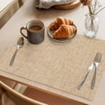 thumbnail image 1 of Khaki Placemats Set of 6 Rustic Farmhouse Solid Color Place Mats Indoor Wipeable Table Mats Washable Cloth Dining Table Placemats for Kitchen Holiday Party Home Decor 13x19 Inch, 1 of 7